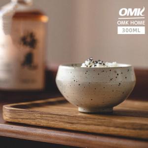 OMK ภาชนะดินเผาผิวหยาบชาม4นิ้วชามสลัดเซรามิก300มล. สไตล์วินเทจทำด้วยมือ