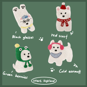 Cute Dog Series Embroidery Stickers Linen Bag Mobile Phone Self Adhesive Sticker Scarf Decorative Fabric Patch DIY Accessories