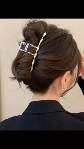 Jepit Rambut Salon JUMBO 11.3cm Bahan Alloy Warna Perak Motif Ulir Gaya Retro Jedai Logam HCM034