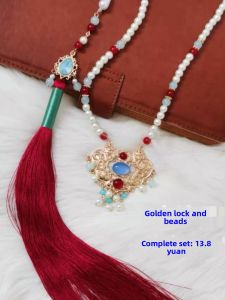 Long Necklace Hanfu Ming Dynasty Gradient Tassel Soft Yingluo Retro Qipao Accessories Ancient Gold Lock Womens Fashion Jewelry