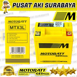 ORIGINAL BERGARANSI MOTOBATT MTX3L 3AH 12V ASLI ACCU GEL MOTOR YAMAHA RX KING SUZUKI SATRIA HIU YB3L