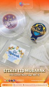 [10 pcs] Stiker Lebaran Eid Mubarak Kotak Sticker Idul Fitri Seal Ramadhan Puasa Segel Toples Segi