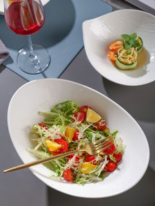 Bát Đựng Salad Bằng Gốm Sứ Hình Elip Không Đều Hình Miệng Nghiêng Dùng Để Đựng Rau Củ Bát Đựng Tráng Miệng Dùng Trong Gia Đình