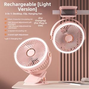 Rechargeable Clamp Fan with Light