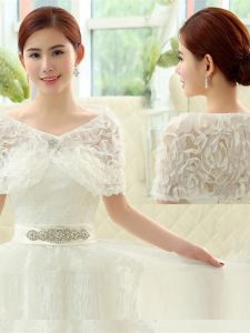 เสื้อคลุมไหล่ลูกไม้สำหรับเสื้อผ้าคลุมกันหนาว ชุดแต่งงาน เสื้อคลุมไหล่แบบหนึ่งข้าง ทรงเข้ารูป เสื้อคลุมไหล่สไตล์หวานๆ ฤดูใบไม้ผลิและฤดูร้อน