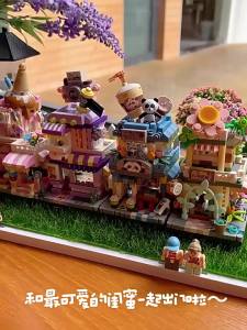 Restaurant Dessert Coffee Pet Fruit Store Street View Food House Building Blocks Kit Girls Bricks Model Kids Boy Toy Child Gifts