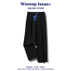 Wassup Issue Mens Ice Silk Short Sleeve Shirt And Casual Pants Two-Piece Set Summer Collection Stylish Teenage Wear