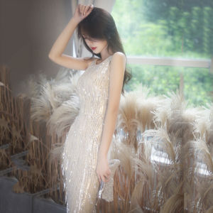 ชุดราตรีผู้หญิง ชุดยาวทรงเข้ารูป ชุดกินข้าวกลางคืน ชุดเดรสยาวปานกลาง เสื้อผ้าทำงาน ชุดแต่งงาน ชุดไปงานปาร์ตี้