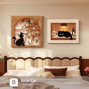 HAIMASHENGKANG | French Vintage Style Cat Combination Wall Art