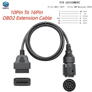 For B-M-W Motorcycles 10 Pin Adapter ICOM-D Cable 10Pin To 16Pin OBD2 Diagnostic Connector Motobikes OBD 2 Extension Cable