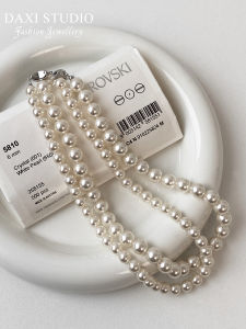 Luxurious Knotting Cream Pearl Baby Beads Strong Light Fever Clavicle Chain Necklace Retro Court Style Geometric Pattern for Women