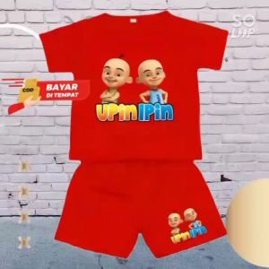 Stelan anak baju celana usia 1-8 tahun lengan pendek upin&ipin