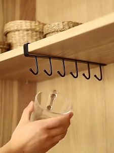 Upgraded Style 6 Hooks Hanger Storage Rack Cupboard Hanging Coffee Cup Organizer Closet Clothes Shelf Wardrobe Glass Mug Holder