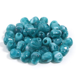 40 Chiếc 13x14mm Không Đều Đôi Màu Sắc Acrylic Hạt Giả Ngọc Rời Hạt Cho DIY Trang Sức Làm Vòng Tay Móc Khóa
