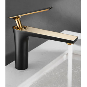 Luxury Brass Bathroom Faucet Copper Deck Mounted Basin Tap Hot and Cold Water Mixer Tap Extended Water Spout Heavy and Steady