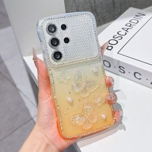 Wavy Edge Phone Case For Samsung Galaxy S26 S25 S24 Ultra Plus Gradient Glitter TPU Transparent Shockproof Protective Cover﻿﻿﻿﻿﻿