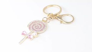 Disney | Rhinestone Lollipop Bag Charm Cute Crystal Alloy Lollipop Keychain Handbag Pendant Purse Decor Accessories Gift for Women
