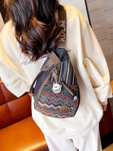 Casual Denim Crossbody Chest Bag Womens Small Versatile Shoulder Bag Fashionable Design 2025 New Style Leisure Tote Bag