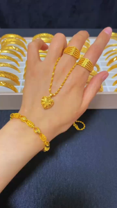 Gold Chain Original 916 Gold Lucky Cutout Love Pendant Necklace Womens Wedding Jewelry