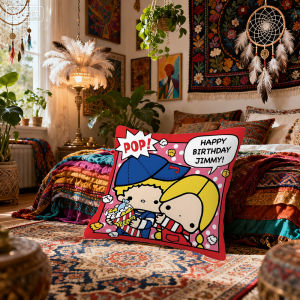 Sanrio | Sanrio Patty and Jimmy Pillow Covers Cartoon Sofa Decorative Home Double-sided Printing Short Plush Cushion Cover Christmas gift