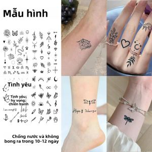 4 Miếng Dán Hình Xăm Tạm Thời Chống Thấm Nước Hoa Văn Nhỏ Lâu Dài 1-2 Tuần Thích Hợp Cho Lòng Bàn Tay Và Cánh Tay