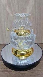 Đèn Dầu Hoa Sen Màu Trắng - Đèn Thờ Cúng Pha Lê Hoa Sen - DD2502 - Nội Thất An Việt