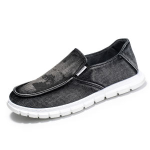 Breathable Low-Top Mens Canvas Shoes Chinese Style Slip-On Casual Footwear Flat Heel Rubber Outsole Youth Fashion Footwear