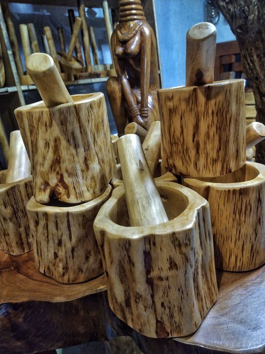 Rustic mortar and pestle with unique wooden grains Lazada PH