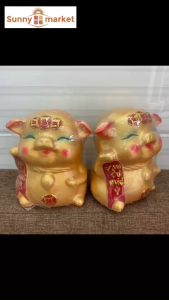 Heo đất Vạn sự như ý cỡ trung cao 19cm Heo đất THẦN TÀI may mắn phong thủy mang lại tài lộc cho ngôi nhà bạn