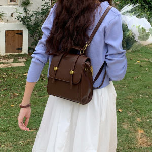 Backpack Maillard style Women School Bag Anti Thief Travel Messenger Bag Detachable shoulder strap