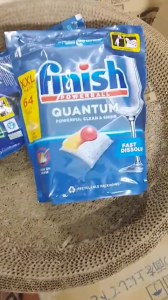 Túi 64 viên rửa bát Finish Powerball Quantum Powerful Clean & Shine All in 1 hương chanh cao cấp
