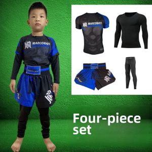 Maca Bud Muay Thai Shorts Kids Male Autumn and Winter Suit Sanda Boxing Martial Arts Boxing Clothes Long Sleeves Fighting Customization