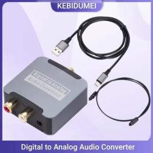 Kebidumei | DAC Digital to Analog Audio Converter Optical SPDIF Toslink Coaxial Input to L/R RCA 3.5mm Jack Headphone Amplifier Output