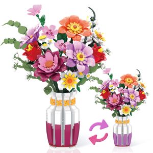 1278PCS Flower Bouquet Building Blocks Floral Model Bricks With Vase Ornaments Home Decoration DIY Toys For Adult Holiday Gifts
