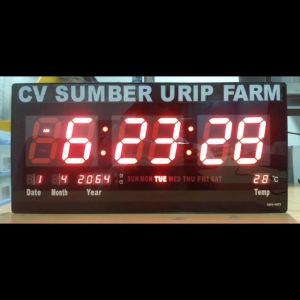 Sonifer Jam Dinding Digital SMS-4622 Alarm Clock 46 cm x 22 cm LED MERAH +FREE Custom Nama