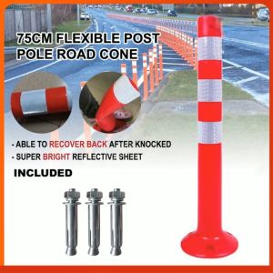 【COD】70CM Flexible Traffic Elastic Pole Safety Traffic Flexible Pole For Road Safety Pole Road Barrier Pole Safety Cone Pele Flexible Post Pole Road Cone Safety Red EVA Material With  Screws Traffic