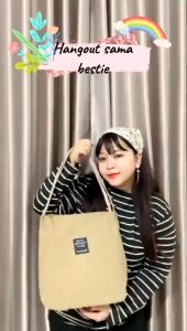 TOTEBAG PREMIUM SIMPLE Kain kanvas bludru halus - Motif polos tebal murah kuliah ngampus semarang