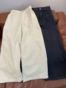 กางเกงขายาวทรงตรงเอวสูงสำหรับผู้หญิง กางเกงขายาวทรงหลวมสบาย ๆ ฤดูใบไม้ร่วง/ฤดูหนาว กางเกงขายาวทรงตรงขากว้างสำหรับผู้หญิง