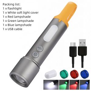 Alonefire | Zoom 12W Led Light Flashlight Red Green Blue White COB Torch Usb Rechargeable Outdoor Camping Home Hiking Fishing Hunting Lamps