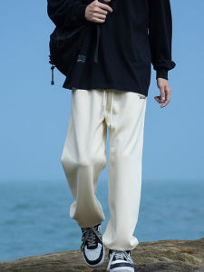 Loose Mens Casual Pants Spring Autumn Lightweight Breathable Sports Trendy Design Sweatpants Elastic Waist Straight Leg