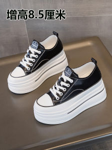 Elevated Inner Heightening Womens Shoes Thick Bottom Platform 8cm Fall Winter New Fleece Leather Small Size Board Shoes