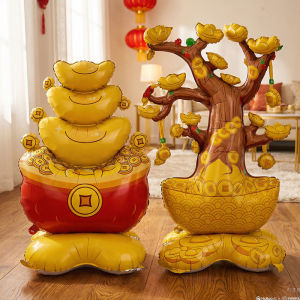 3D YESPERY ลูกโป่งรูปต้นไม้เงินขนาดใหญ่ประดับเทพเจ้าแห่งความมั่งคั่งบอลลูนตรุษจีนลูกโป่งยืนตกแต่ง2026