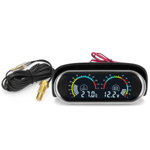 RYSJM | 2 In 1 LCD Car Water Temperature Voltage Gauge Meter Digital Water Temp Meter With 1/8NPT Water Temp Sensor For 12V 24V Car Truc