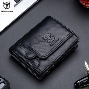 BULLCAPTAIN Men RFID Blocking Bifold Wallet Genuine Leather Card Holder Wallets with 15 Card Slots