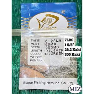 028 x 39MM 40MM x 200MD x 91.4MTR Warna Hijau Mata Tegak Fishing Net Jaring Tangsi Pukat IKan Kembung Jaring Kosong