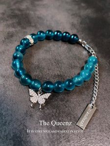 Blue Natural Stone Bracelet Womens Style Hand Show White Simple Luxury Minimalist Chain Fashion Jewelry Accessory