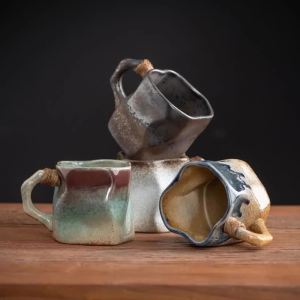 300Ml Retro Cốc Sứ Hình Dạng Không Đều Cầm Tay Cà Phê Trà Thân Thiện Với Môi Trường Drinkware Cho Nhà Bếp Để Bàn Sữa Nước Trái Cây