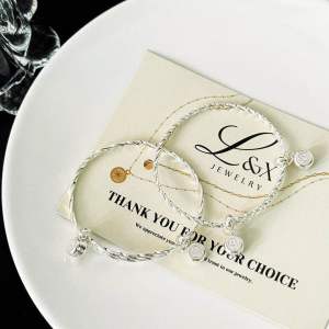 L&X Jewelry | Original S990 Silver Baby Bangle with Smile Bells (Unpaired)