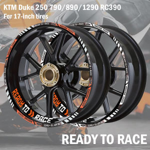 For KTM Duke 250 790/890/1290 RC390 Front and Rear Tyres 17 Inch Reflective Motorcycle Wheel Stickers Ready To Race Inner Rim Stickers Waterproof