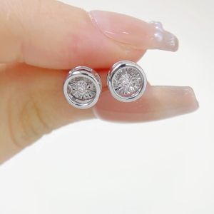 LAZO DIAMOND Classy Round Dancing Diamond Stud Earrings in 9k White Gold